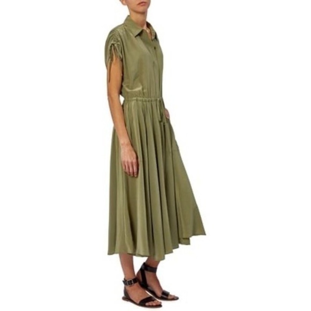 Equipment Didier Short-Sleeve Collared Silk Dress